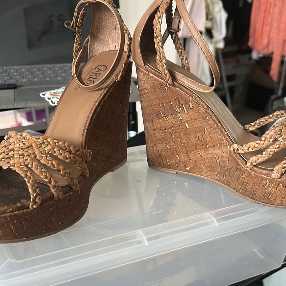 Carlos by Carlos Santana Tan Wedge Shoes